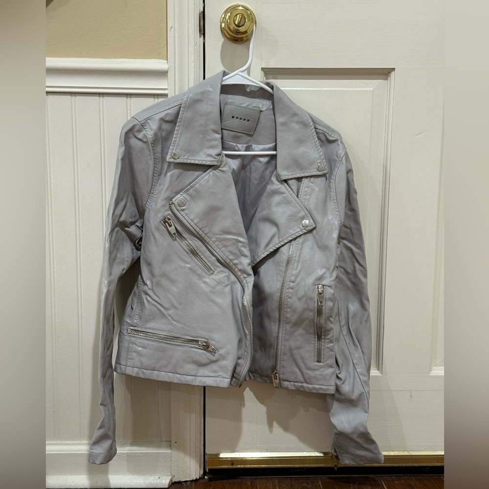 Blank NYC Light Gray Leather Jacket